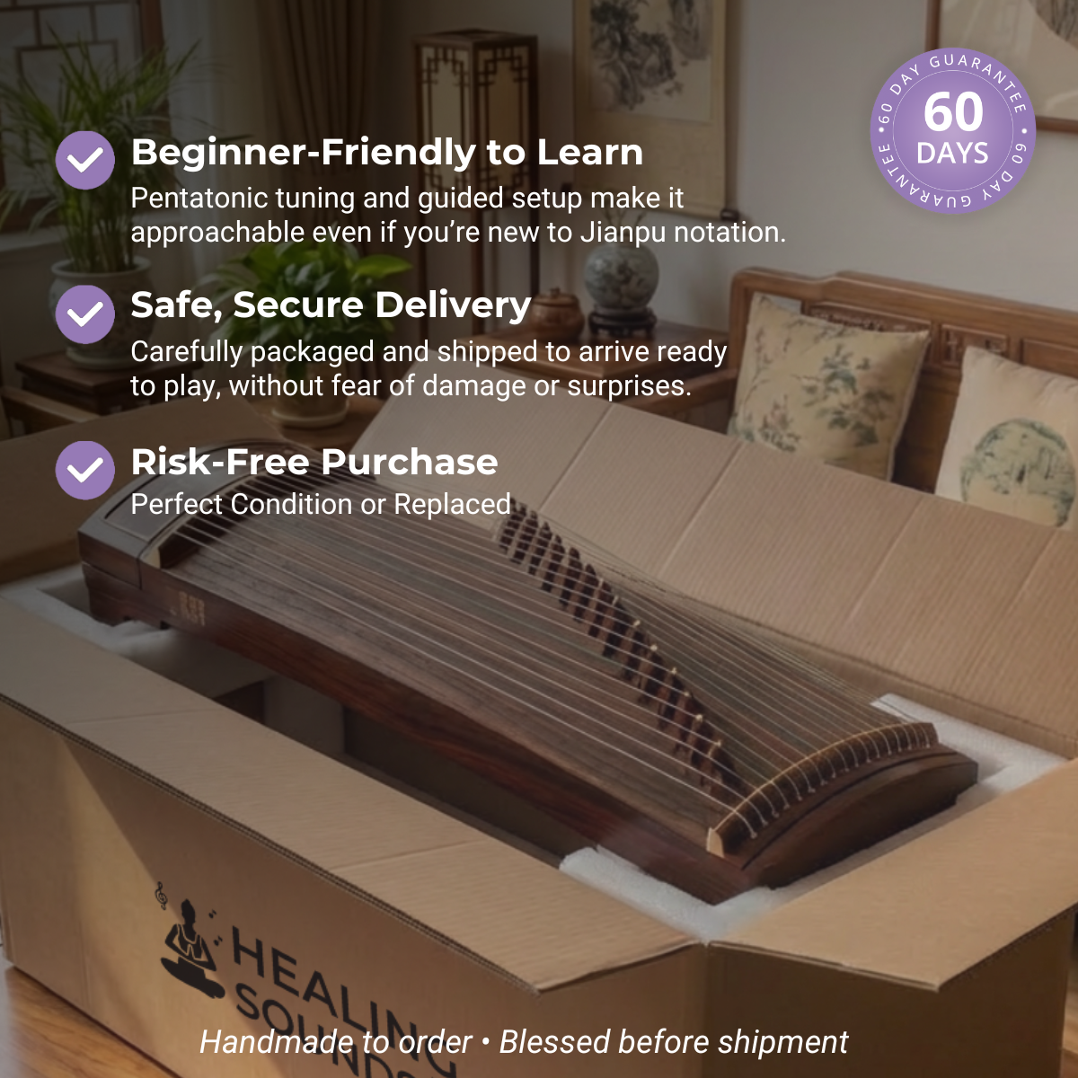 Tragbares chinesisches Guzheng-Zither-Instrument mit 21 Saiten