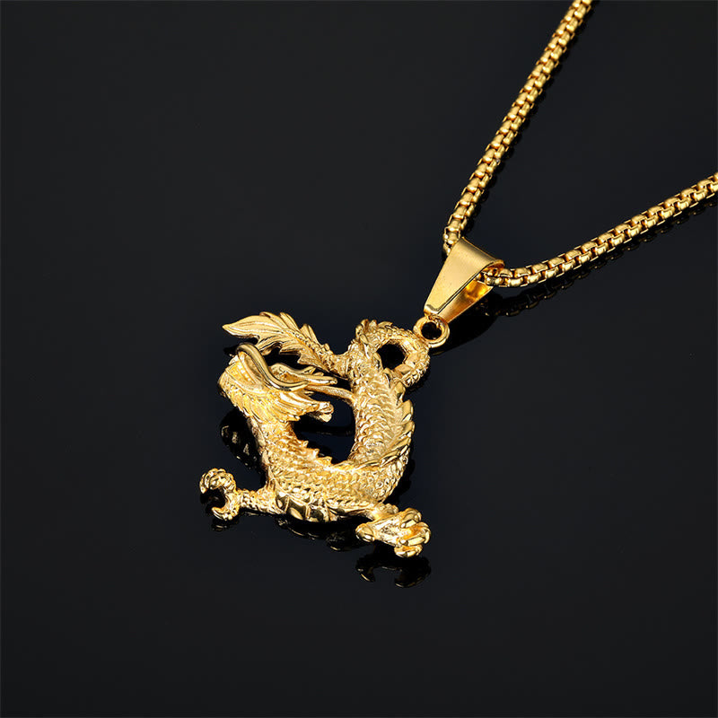 Titanium Steel Dragon Necklace | Luck Protection Pendant