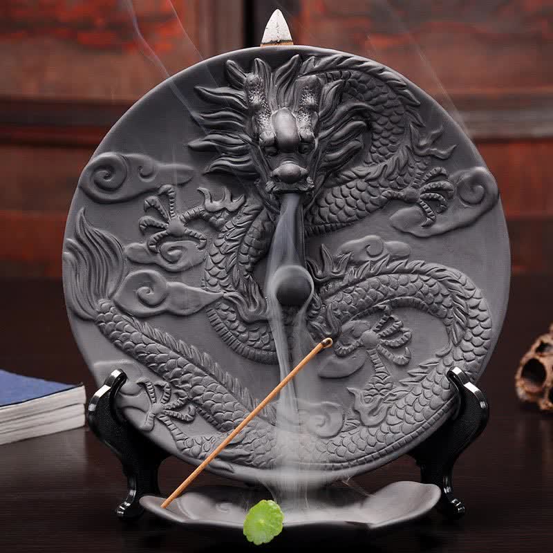 Dragon Ceramic Backflow Smoke Fountain Incense Burner for Meditation