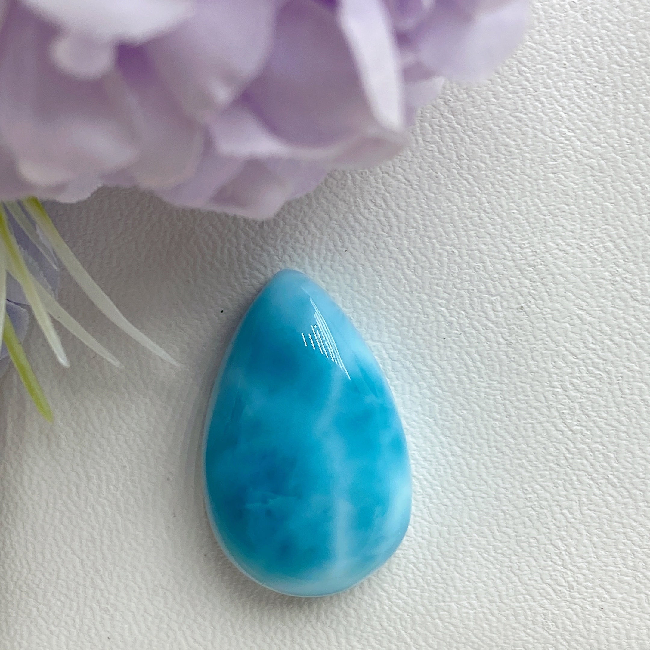 21mm Larimar Water Drop Pendant for Spiritual Healing
