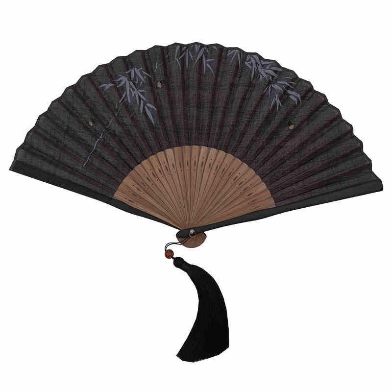 Chinesischer Faltfächer mit Glühwürmchen-Bambusblättern-Muster, 22,5 cm