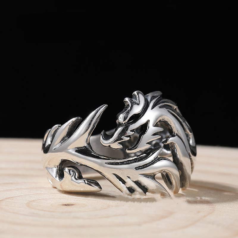 Unisex Dragon Pattern Protection Strength Adjustable Ring