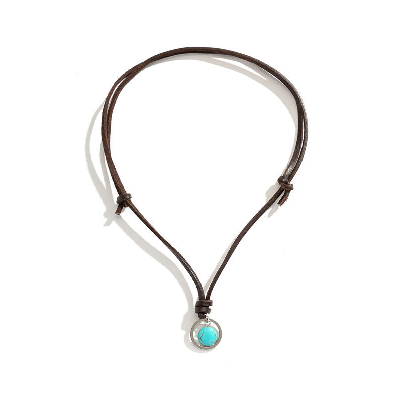 Round Turquoise Protection Strength Necklace Pendant