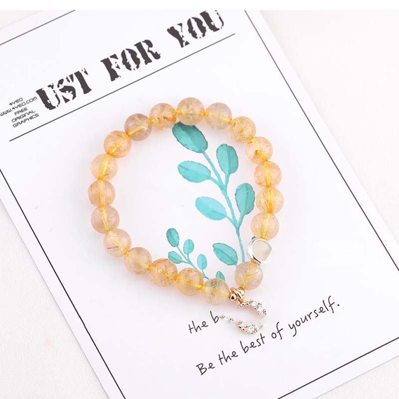 8mm Citrine Luck Protection Moon Charm Bracelet