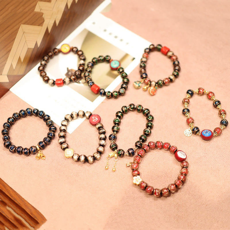 Tibetan Gold Swallowing Beast Fortune Bead Bracelet 10mm