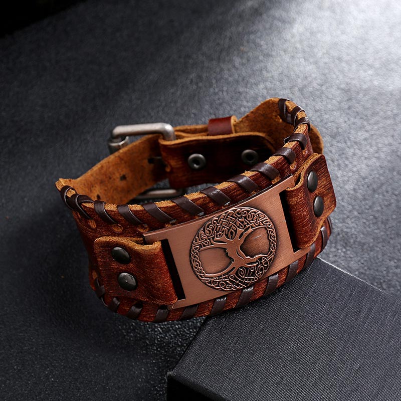 Unisex Tree Of Life Leather Bracelet | Balance & Luck