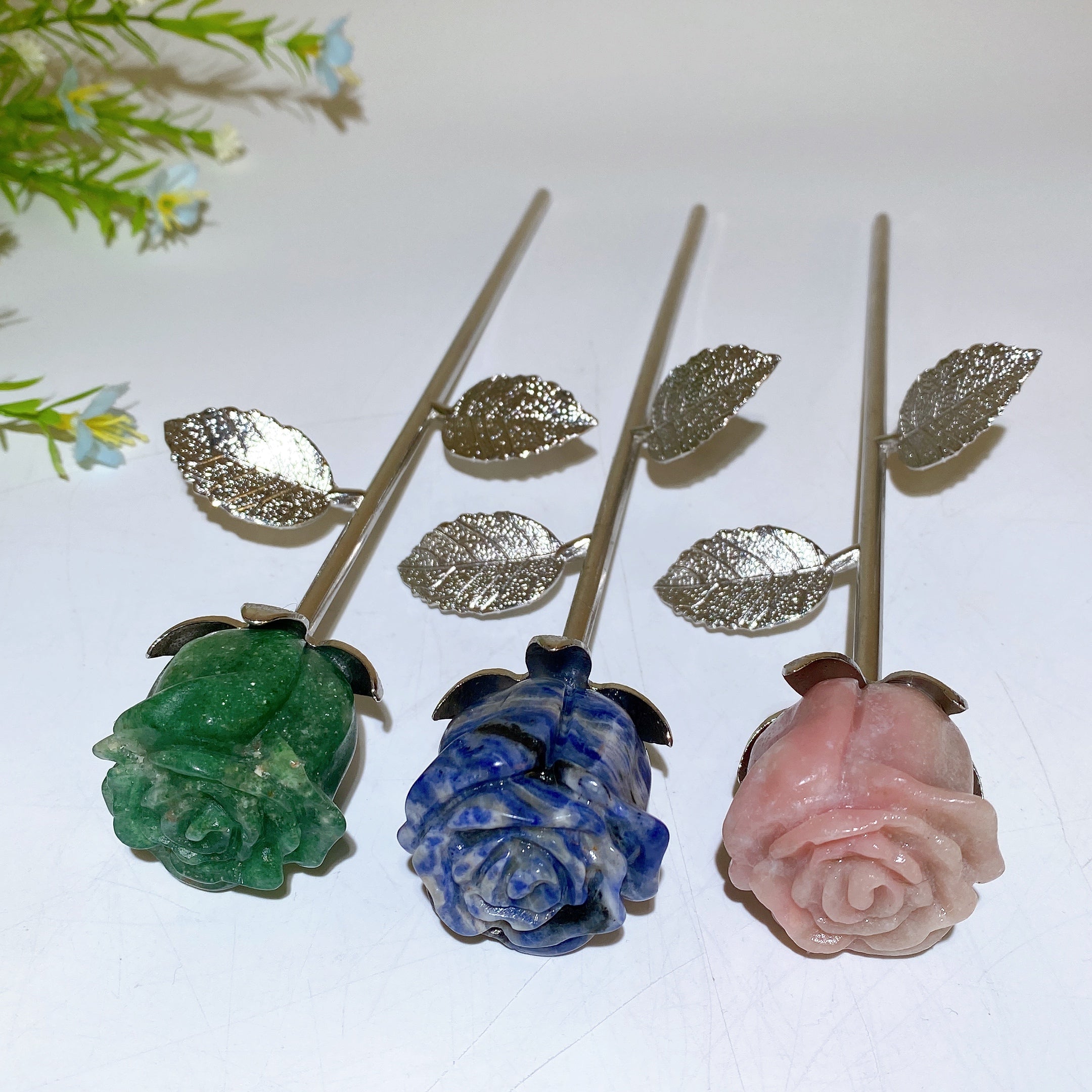 22 cm große Kristallknospen- und Blütenblumenfiguren für heilende Dekoration