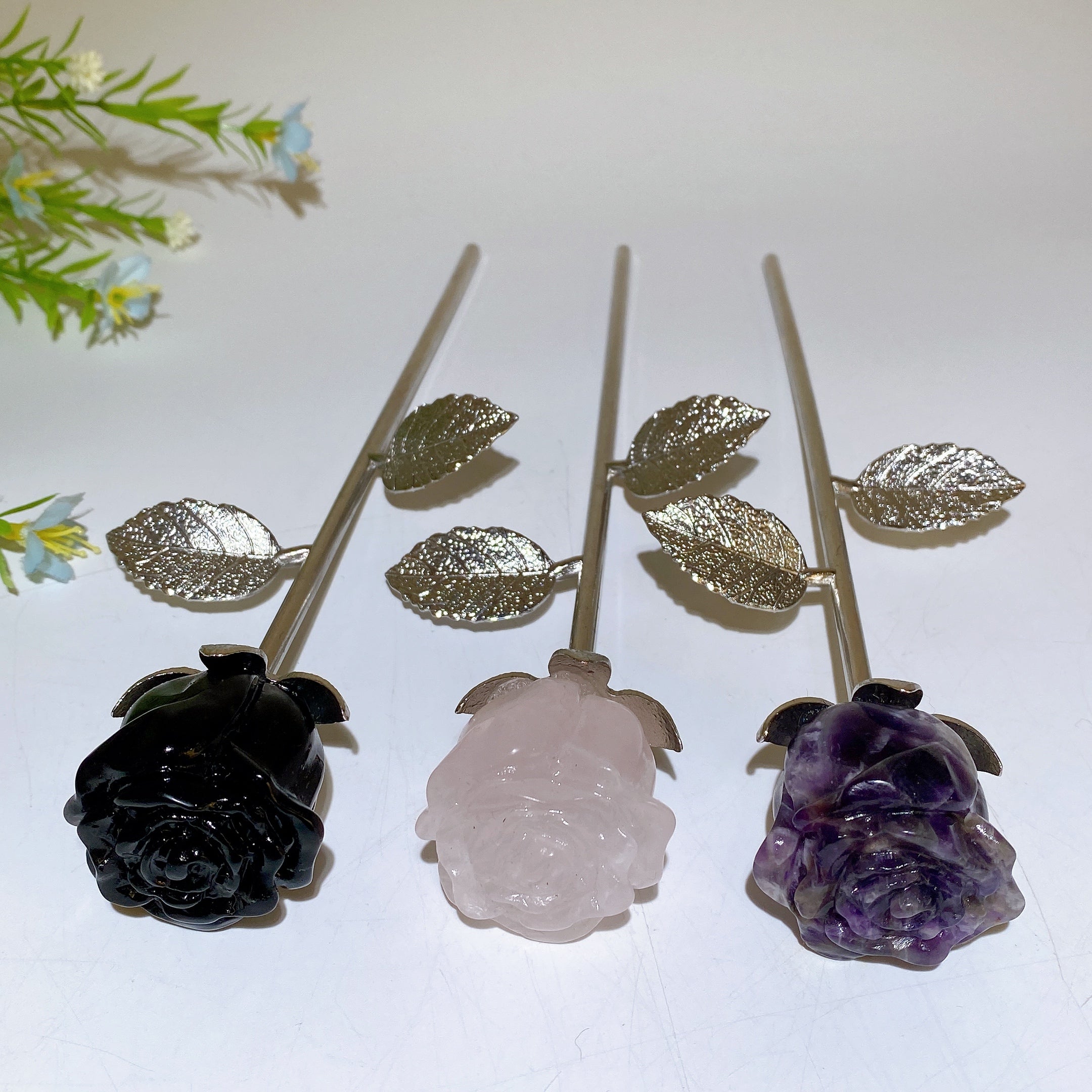 22 cm große Kristallknospen- und Blütenblumenfiguren für heilende Dekoration