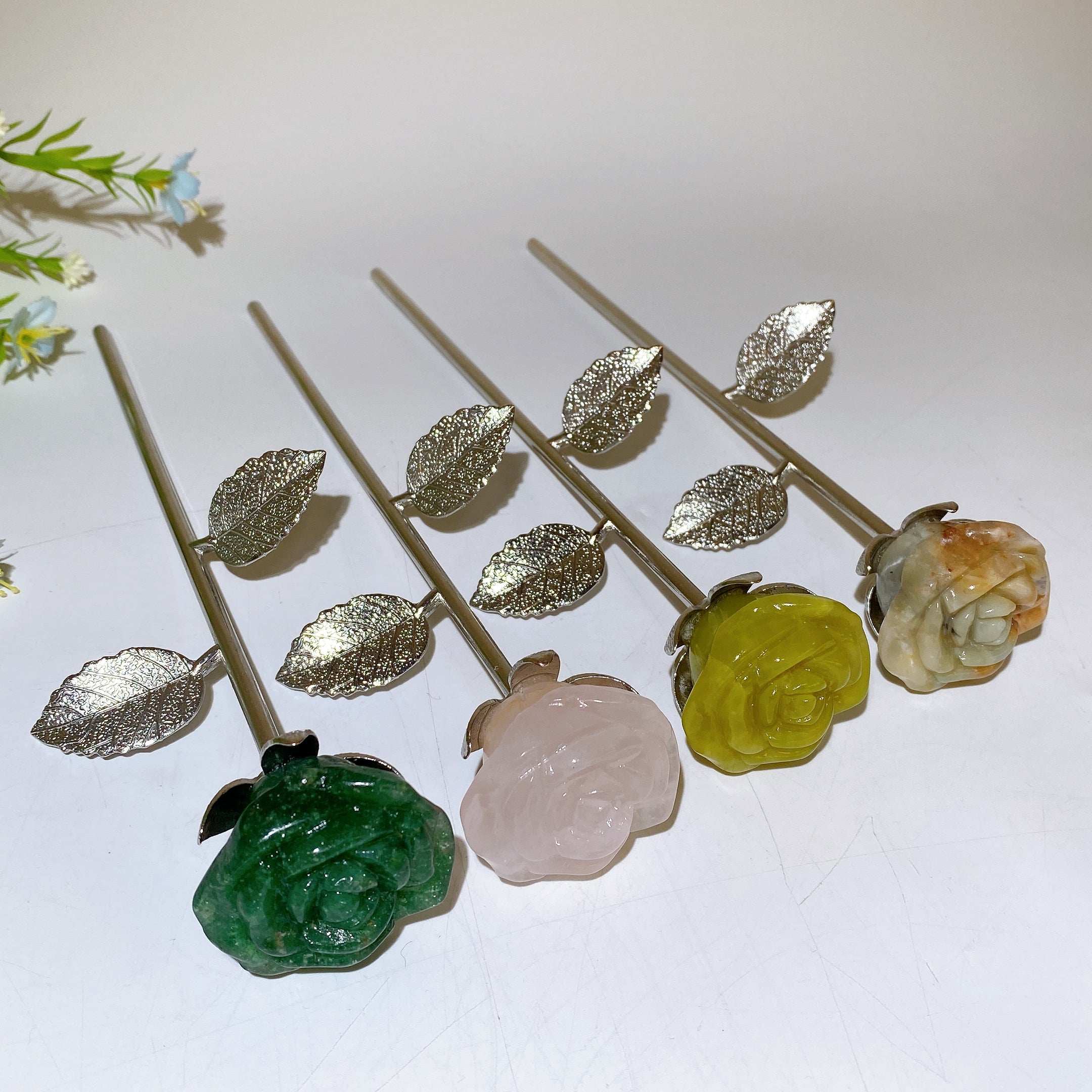 22 cm große Kristallknospen- und Blütenblumenfiguren für heilende Dekoration
