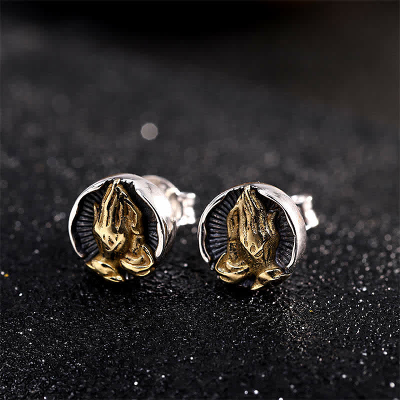 925 Sterling Silver Namaste Spiritual Stud Earrings for Equality & Protection