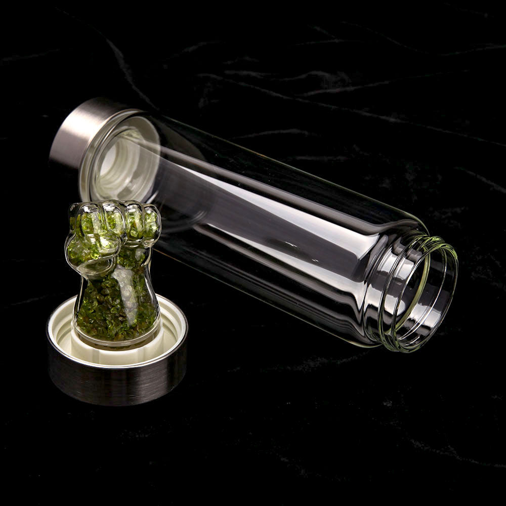 23.5cm Peridot Crystal Infused Glass Water Bottle