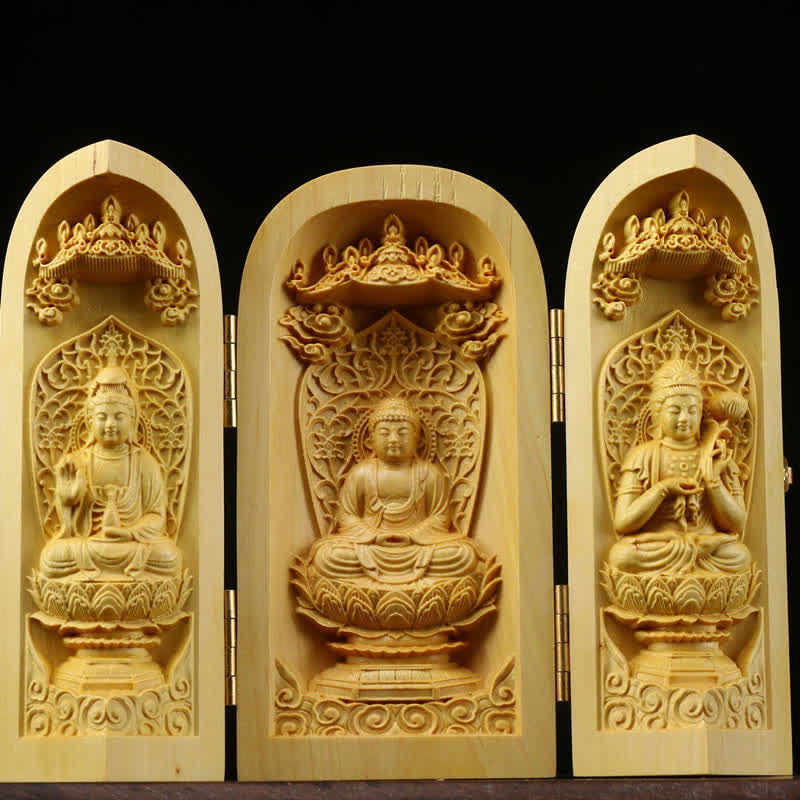Hand-carved Boxwood Serenity Altar | Portable Prayer Altar Item