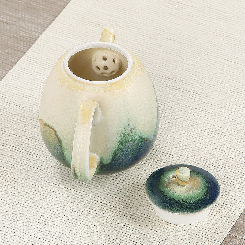 230 ml Keramik-Gongfu-Teekanne in Grünbeige für Zen-Dekor