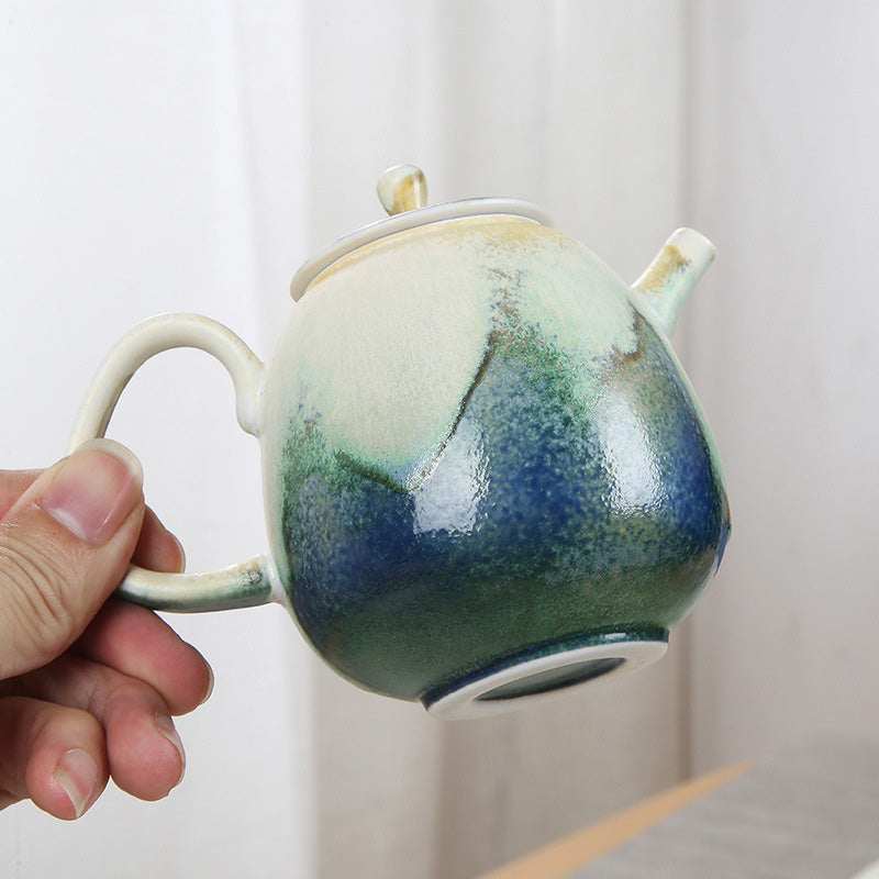 230 ml Keramik-Gongfu-Teekanne in Grünbeige für Zen-Dekor