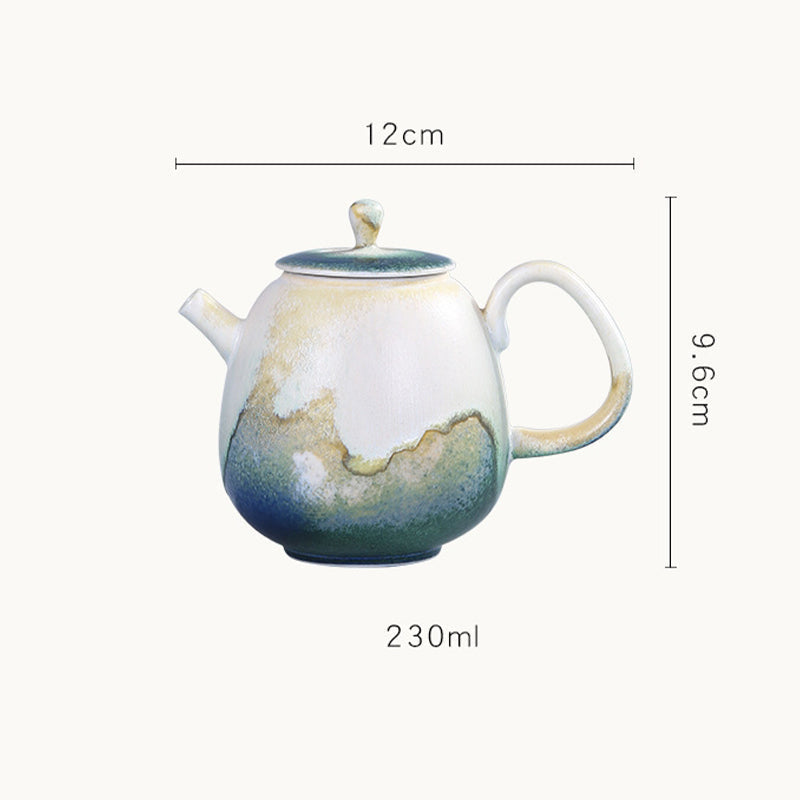 230 ml Keramik-Gongfu-Teekanne in Grünbeige für Zen-Dekor