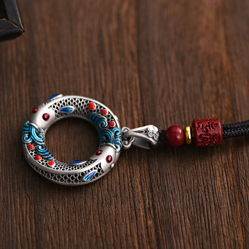 Copper Koi Fish Necklace Peace Buckle for Wealth & Luck