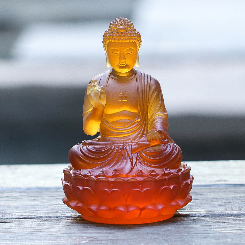 Liuli Crystal Buddha Statue 8" Compassion Feng Shui Art