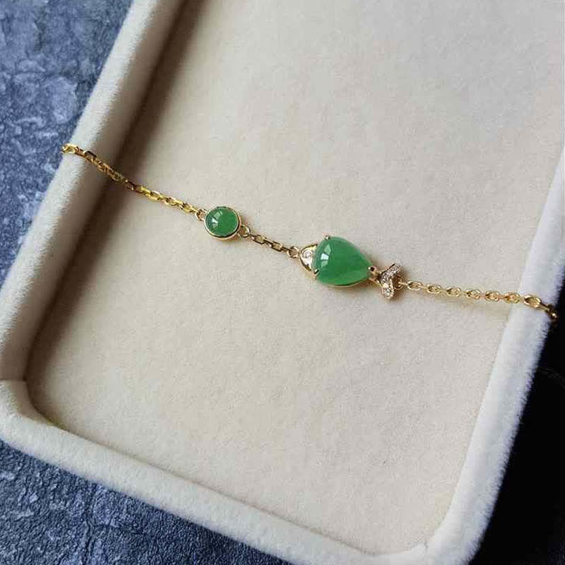 Green Chalcedony Koi Fish Courage Bracelet for Strength