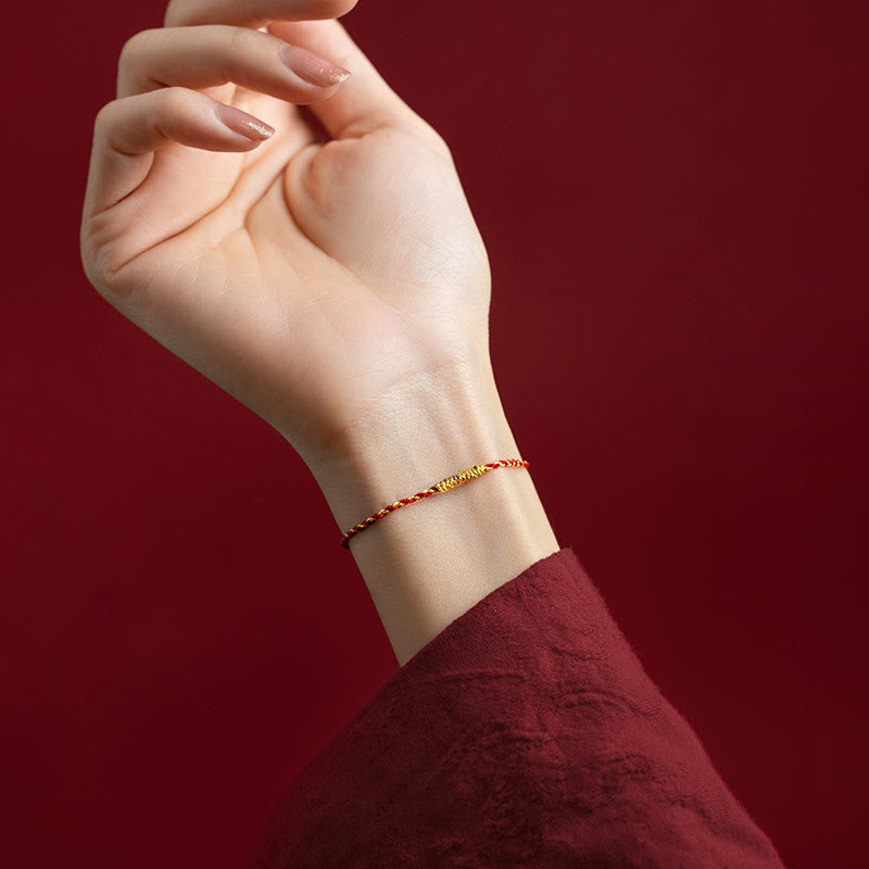 14K Gold Plated King Kong Knot Rope Bracelet for Spiritual Luck