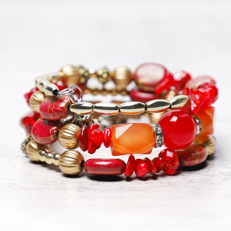 Multilayer Turquoise Agate Blessing Bracelet 6.5cm