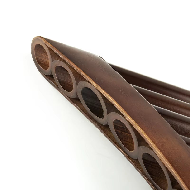 Handmade Brown Panflute for Musical Instruments Chinese Traditional Woodwind Instrument, Pan Pipes G Key High Quality 25 Pipes