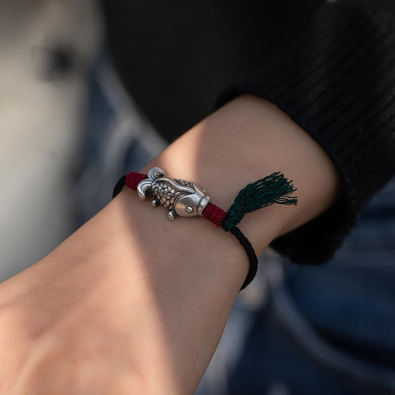 15.5-16cm Sterling Silver Koi Fish Luck Bracelet for Success