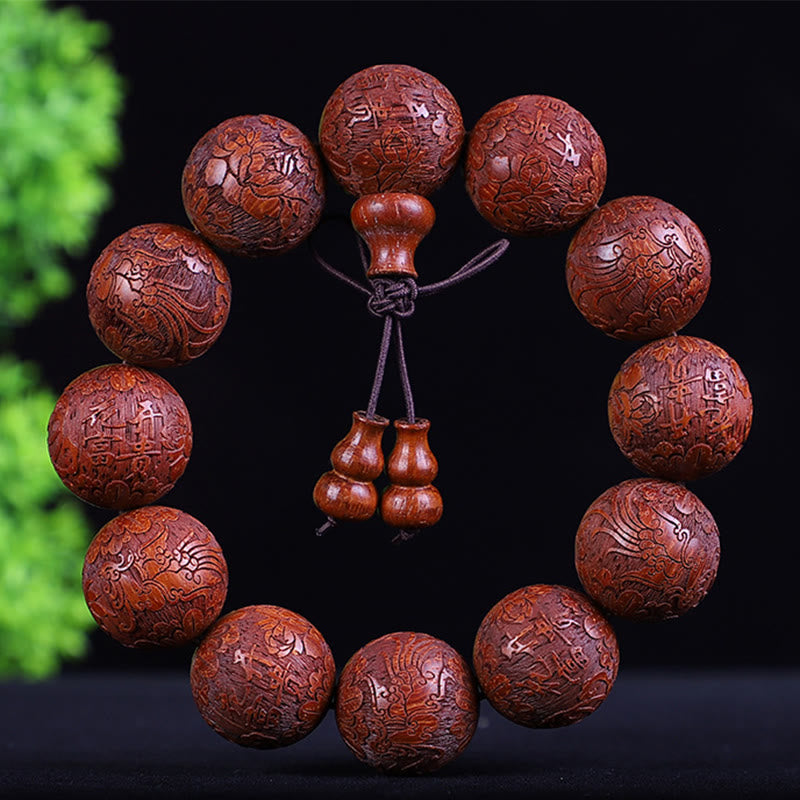 Chinesisches Sternzeichen-Armband aus Rosenholz | 12 Sternzeichen-Perlen Wärme