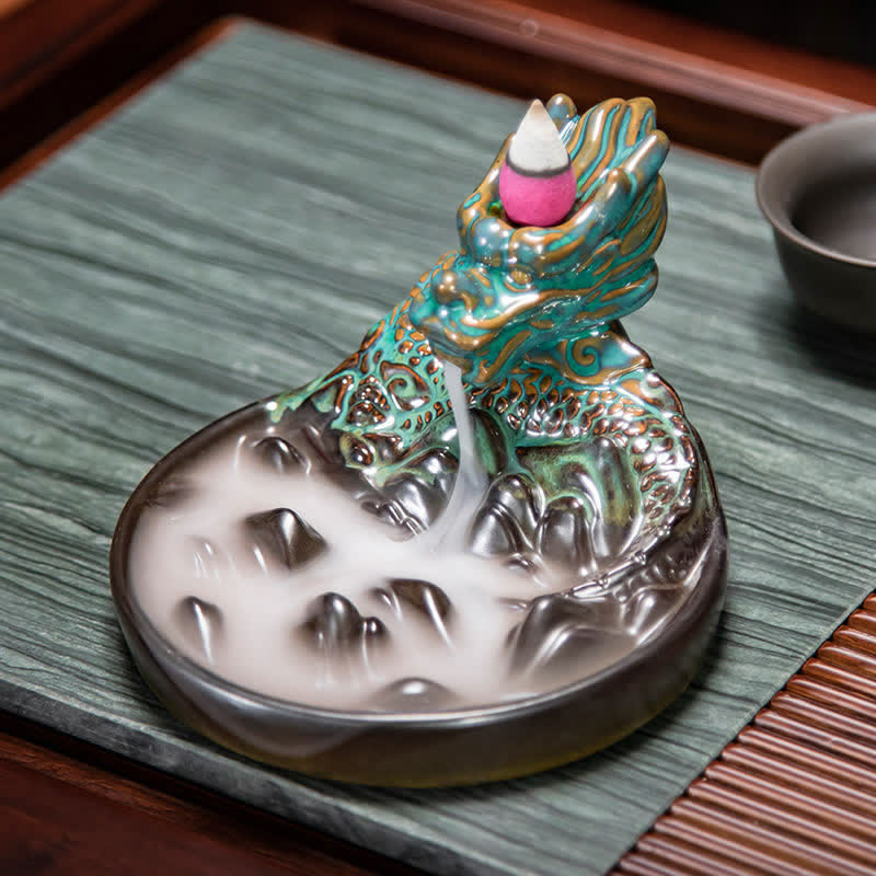 Dragon Ceramic Backflow Smoke Incense Burner Decor