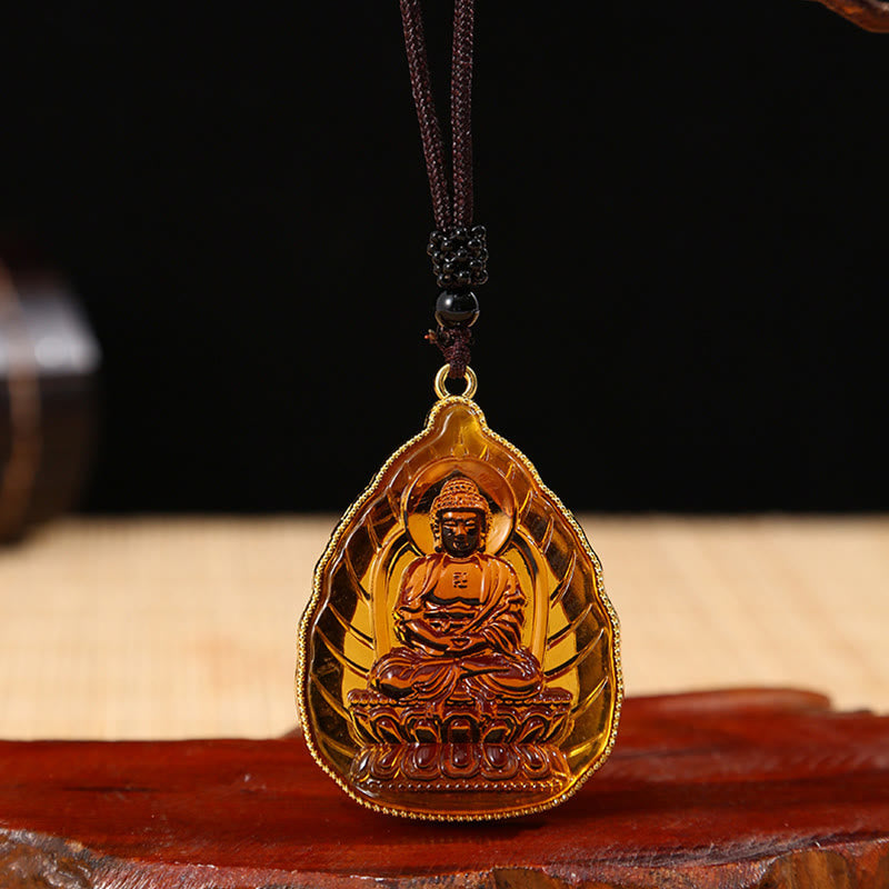 Liuli Crystal Buddha Necklace Pendant for Serenity & Luck