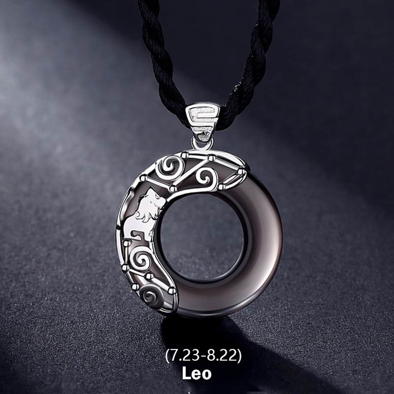 Ice Obsidian Zodiac Pendant Necklace | 12 Constellations Blessing