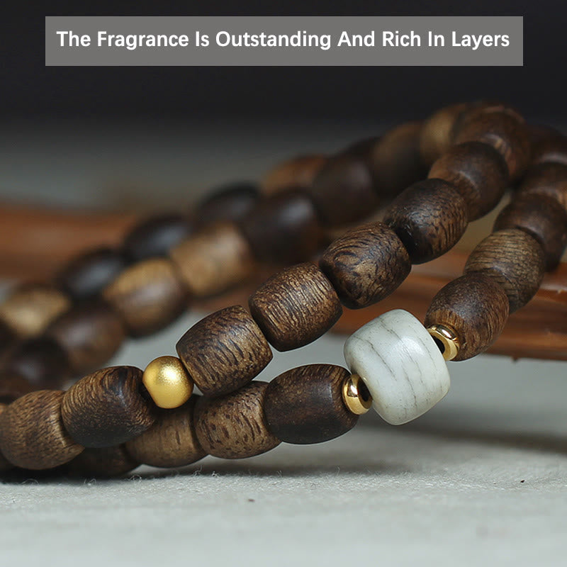 15cm Agarwood 999 Gold Double Wrap Spiritual Bracelet