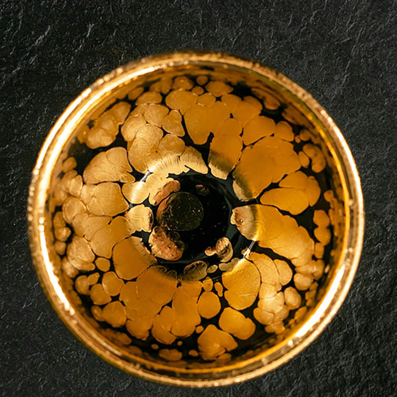 24 Karat Goldfleckenmuster Jianzhan Keramik Teetasse Schale
