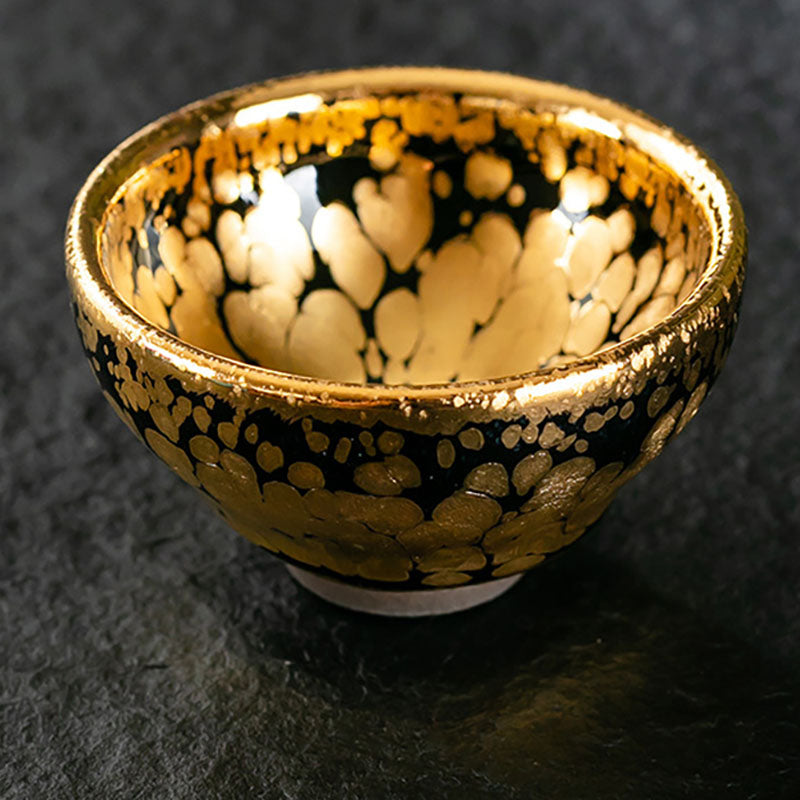 24 Karat Goldfleckenmuster Jianzhan Keramik Teetasse Schale