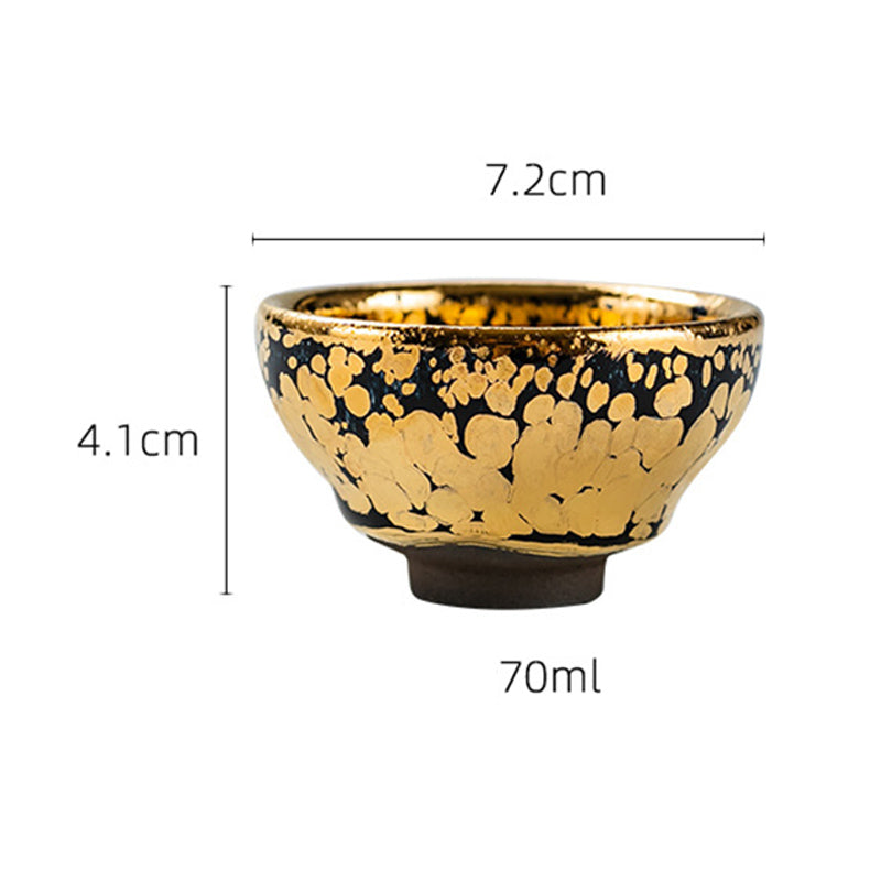 24 Karat Goldfleckenmuster Jianzhan Keramik Teetasse Schale