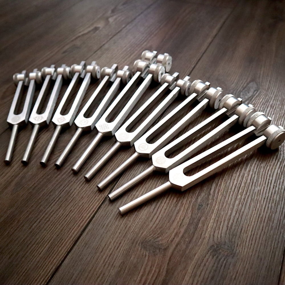 24pc Solfeggio Tuning Fork Set for Sound Healing Gold & Silver - On sale