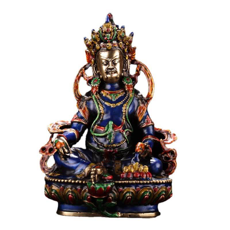 25,5 cm kupfergelbe Jambhala-Bodhisattva-Buddha-Statue für Gelassenheit
