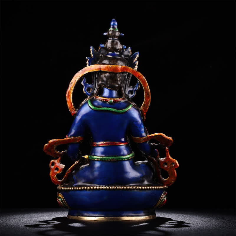 25,5 cm kupfergelbe Jambhala-Bodhisattva-Buddha-Statue für Gelassenheit