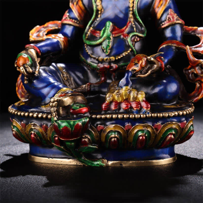 25,5 cm kupfergelbe Jambhala-Bodhisattva-Buddha-Statue für Gelassenheit