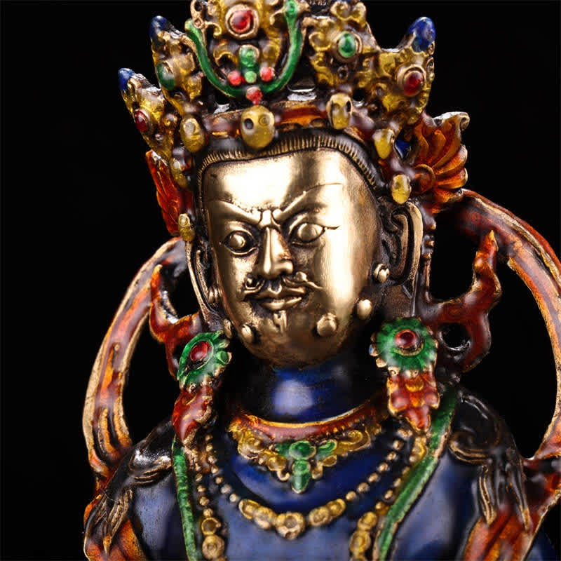 25,5 cm kupfergelbe Jambhala-Bodhisattva-Buddha-Statue für Gelassenheit