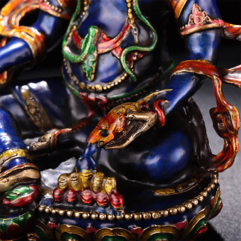 25,5 cm kupfergelbe Jambhala-Bodhisattva-Buddha-Statue für Gelassenheit