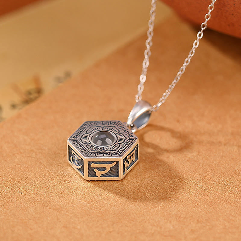 990 Sterling Silver Tibetan Om Mani Padme Hum Love Projection Necklace