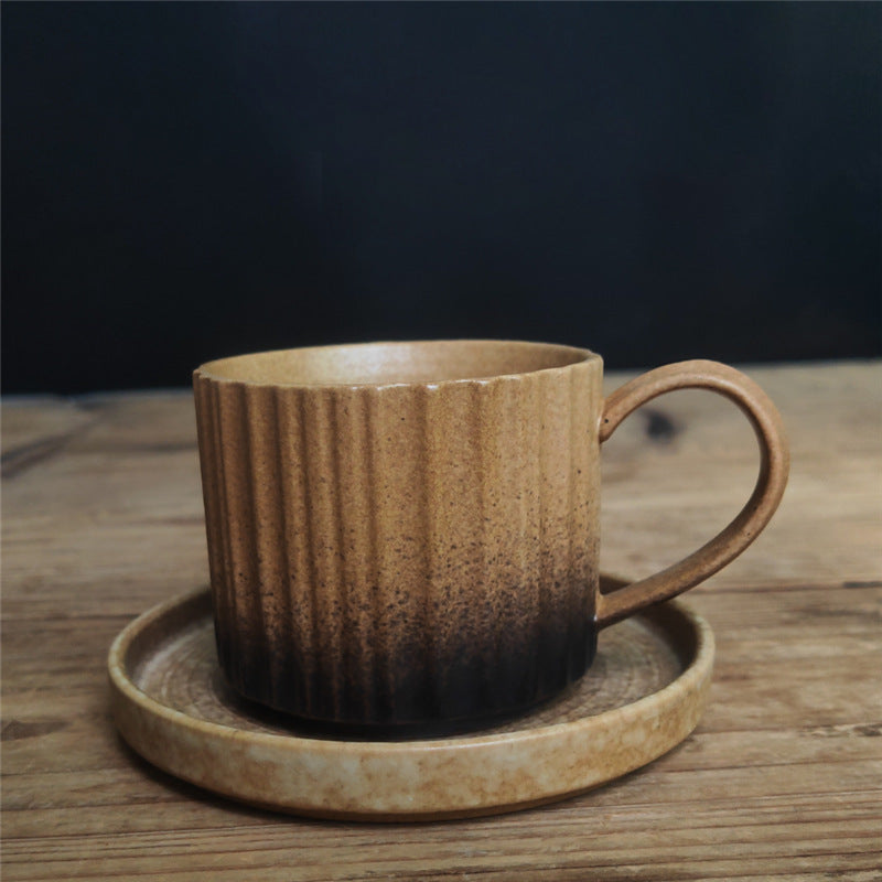 250 ml Retro gestreifte Kaffeetasse aus Keramik mit Ofenwechsel | Zen-Dekor