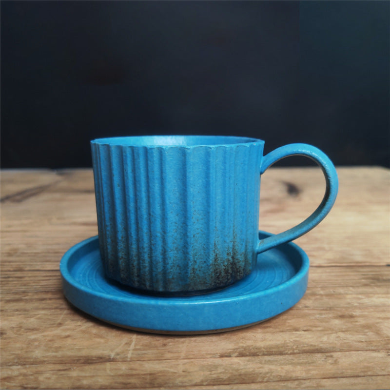 250 ml Retro gestreifte Kaffeetasse aus Keramik mit Ofenwechsel | Zen-Dekor