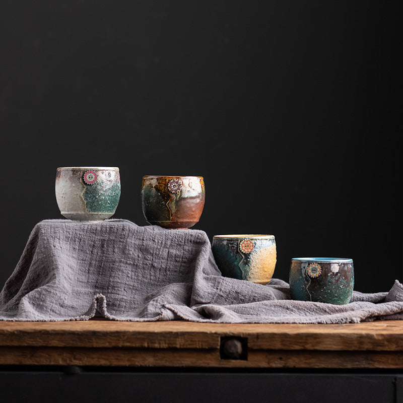 250 ml Sonnenblumen-Kiln-Change-Keramik-Zen-Kaffeetasse