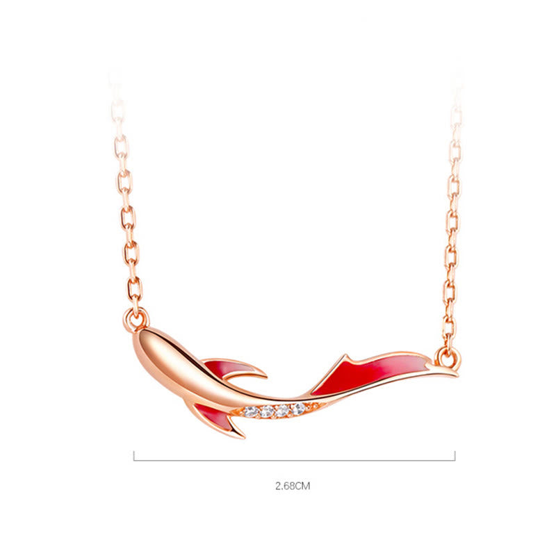 925 Sterling Silver Koi Fish Necklace for Luck Prosperity