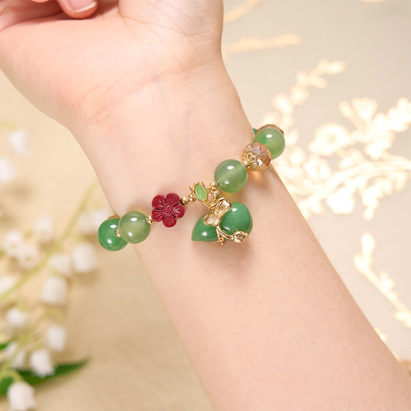 10mm Natural Red and Green Agate Confidence Bracelet