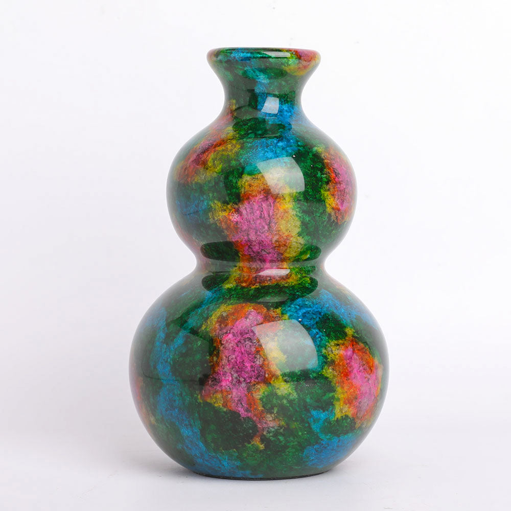 25cm Seven-Color Jade Vase with Base for Zen Decor