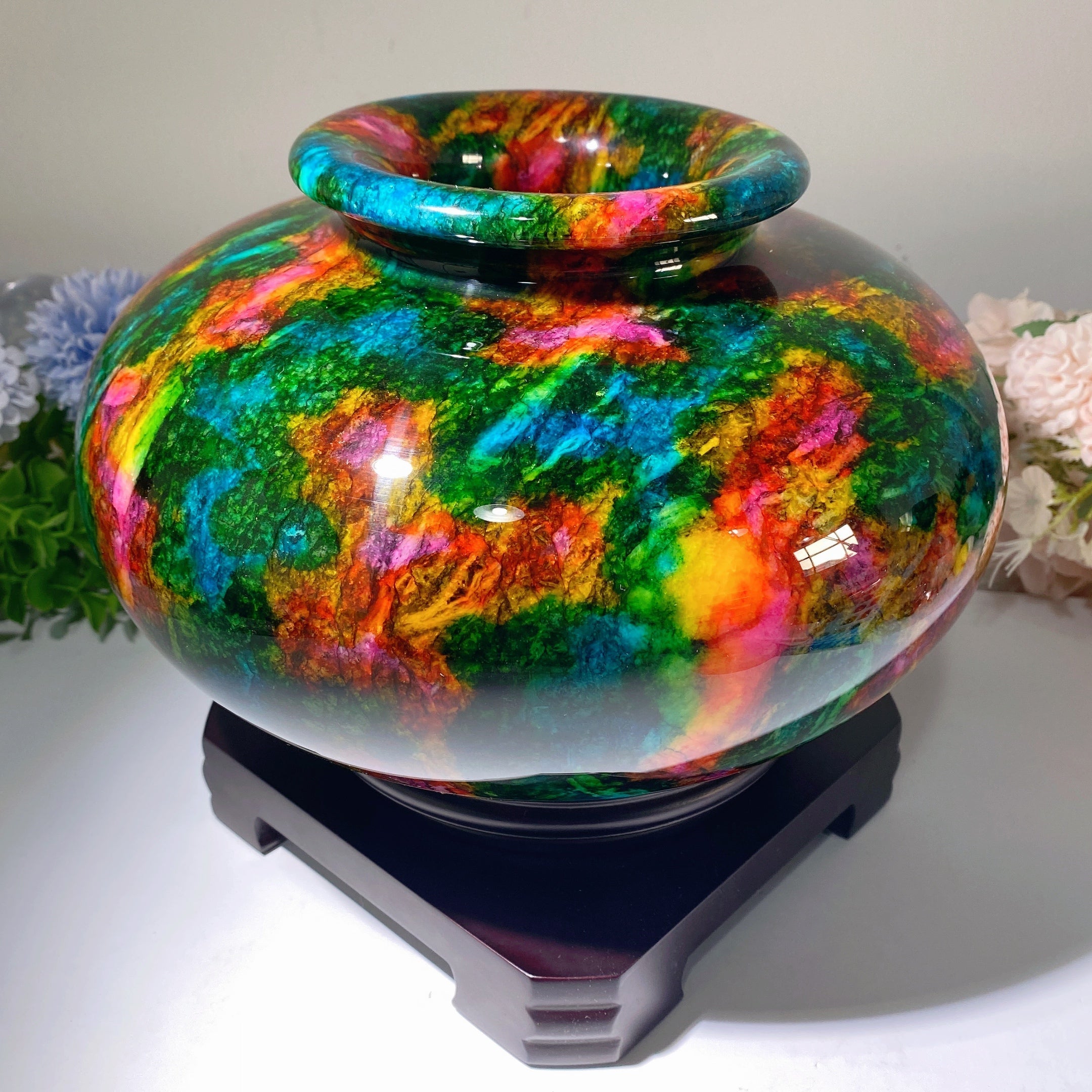 25cm Seven Color Jade Vase for Zen Decor Healing