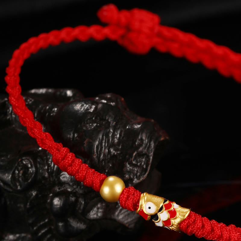 Unisex Red 999 Gold Koi Fish Luck Bracelet for Protection