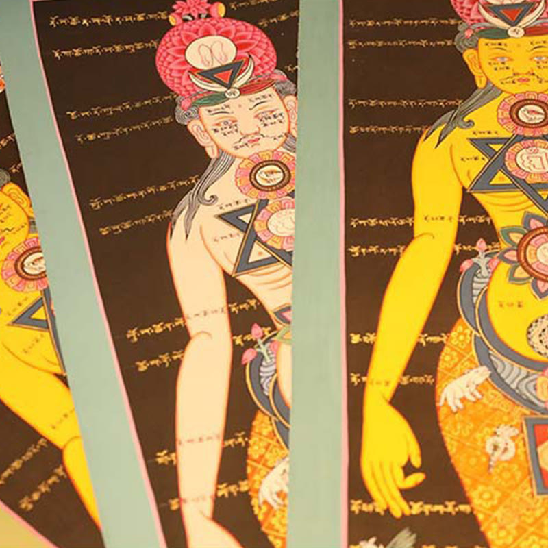 26,77 x 11,42 Zoll tibetisches Thangka-Gemälde, handgefertigte Dekoration